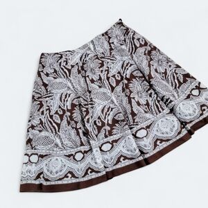 Talbots Brown and White Floral Skirt Size 18 W Cotton Summer